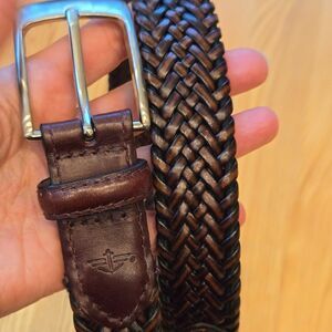 Dockers Brown Leather Woven Braided Belt Silver Buckle 42/105 Casual Western Men